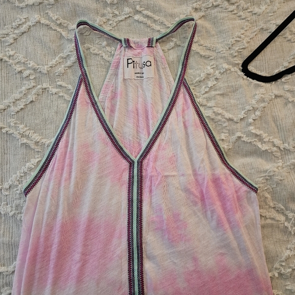 Pitusa Pima Tie-dyed Maxi Sundress / Coverup in Bubble Gum Pink - Picture 4 of 8